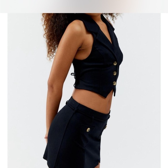 UO Black Buttoned Vest and Skirt Set - Picture 4 of 5